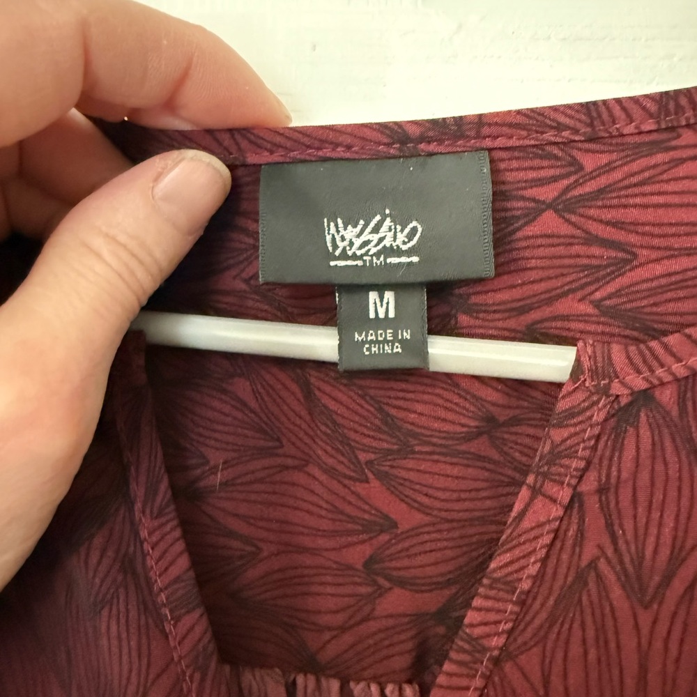 Massimo Long Sleeve Dress - Burgundy Leaf Pattern